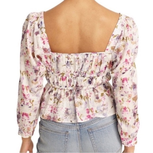 J. Crew Flora Obscura Cinched Waist Top Kaleidoscope Floral Size 4 E2 - Picture 2 of 9